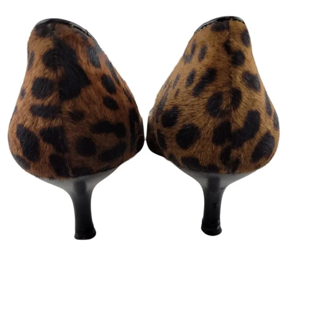 LK Bennett Pumps Women 6 37 Pointed Toe Animal Print Calf Hair Mid Heel Designer